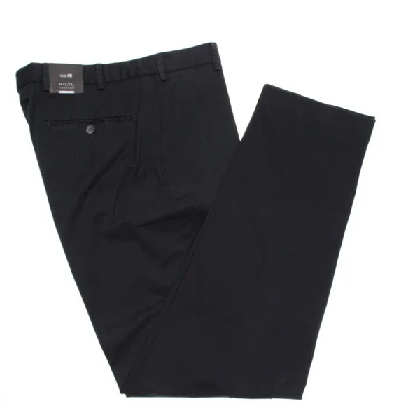 Hiltl NWT Chinos / Casual Pants Size 48 (32 US) Parma In Solid Blue Cotton Blend